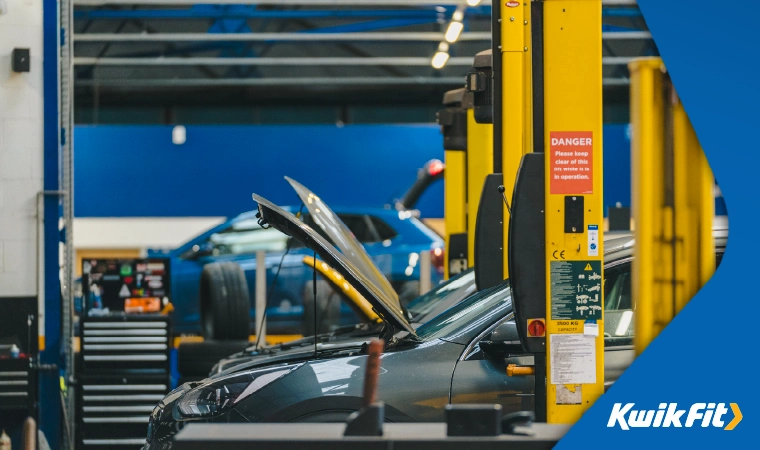 inside a kwik fit centre.